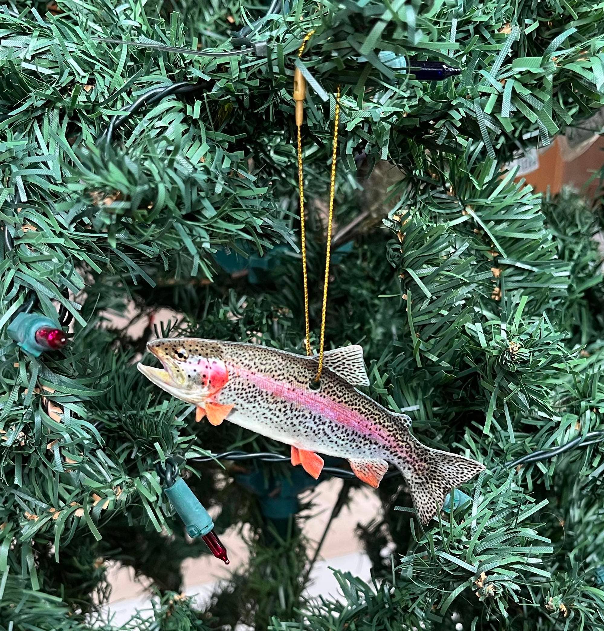 Rainbow Trout Fish Ornament, Christmas Fishing Ornament