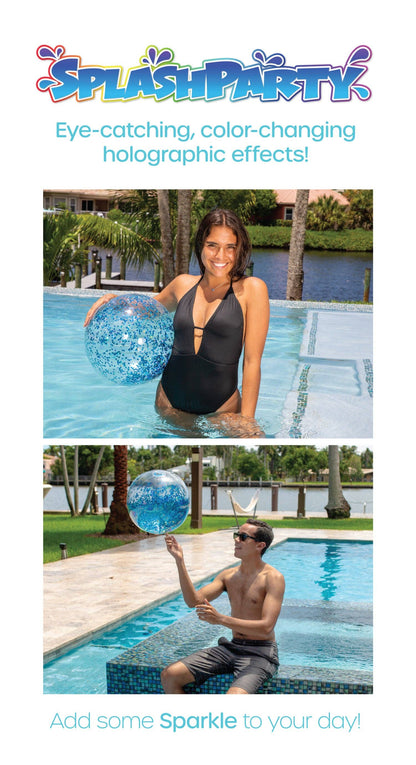 SplashParty 13.75 inch Jumbo Aqua Glitter Beach Ball
