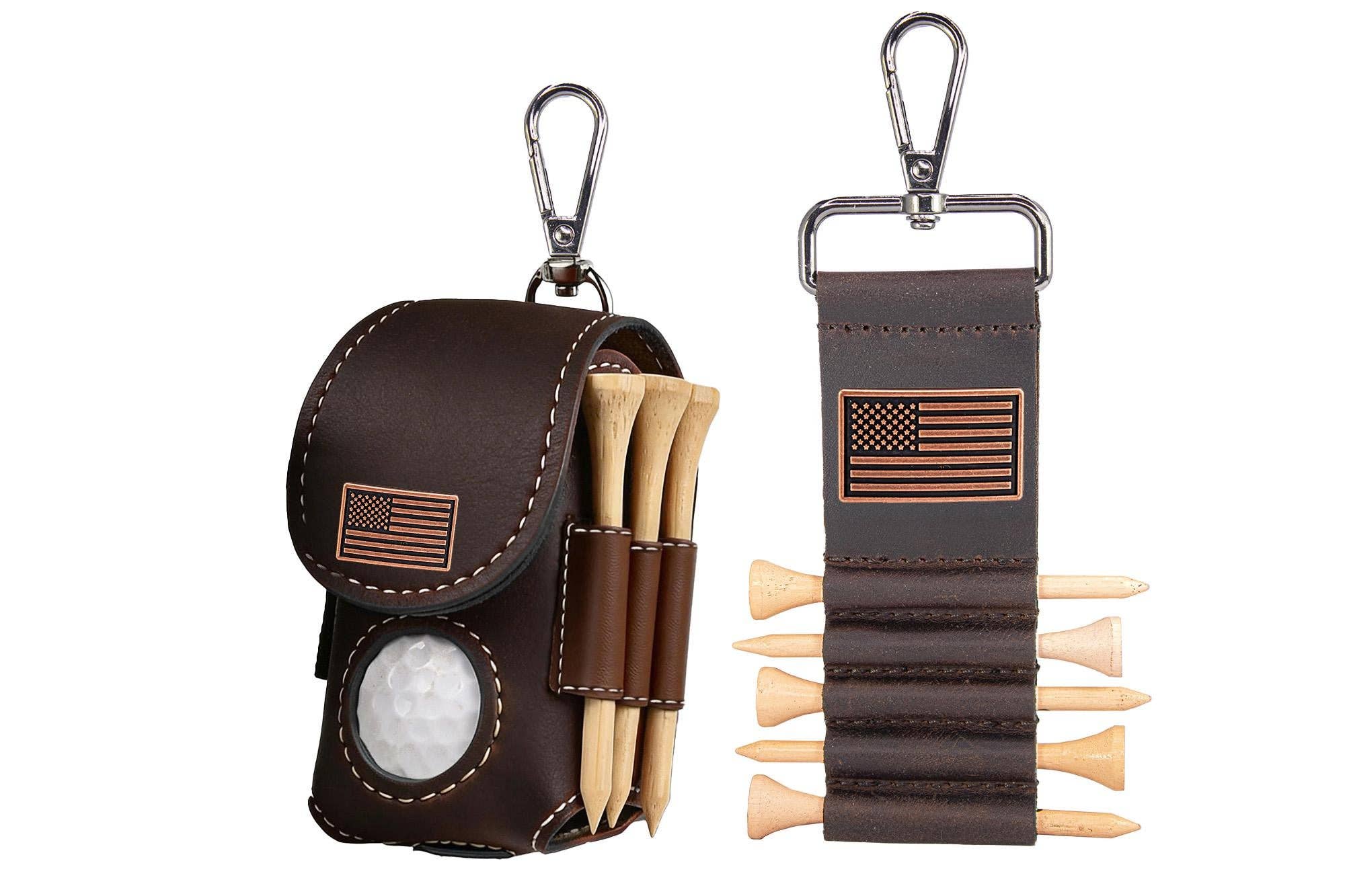 American Flag Leather Golf Ball and Tee Holder 5