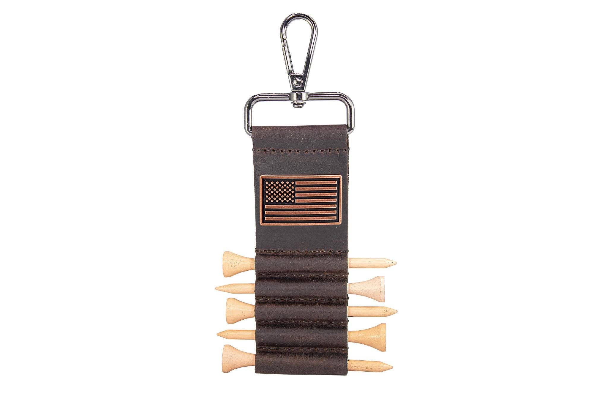 American Flag Leather Golf Ball and Tee Holder 3