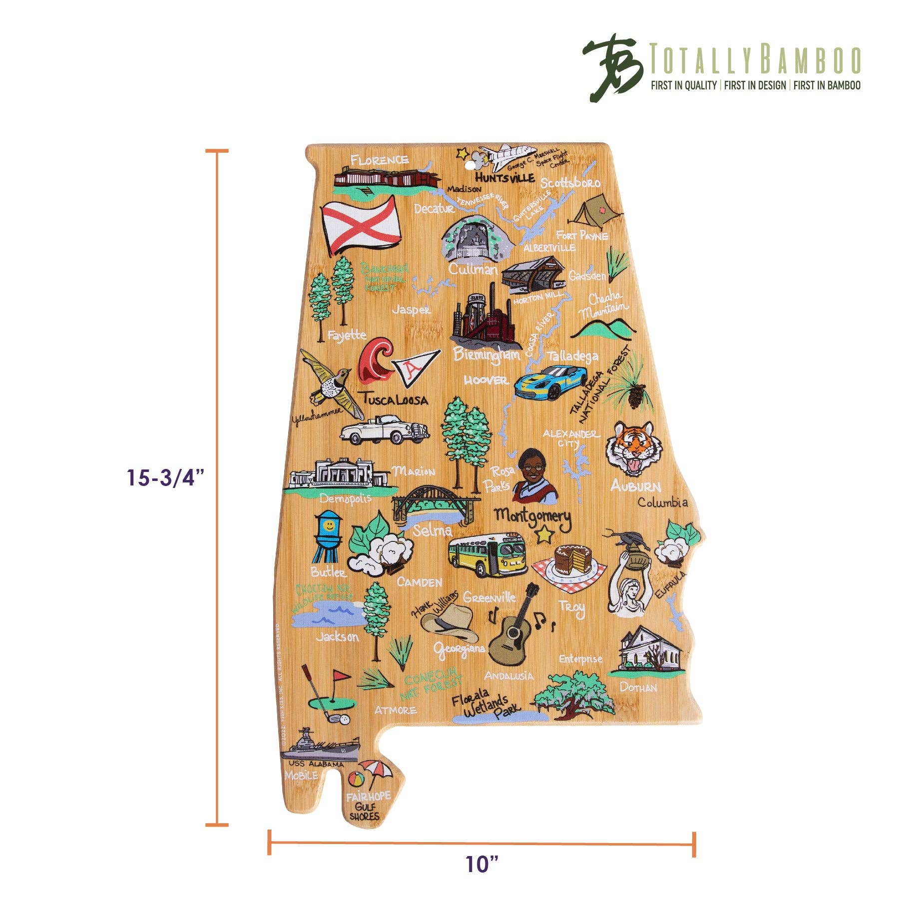 Alabama Cutting Board with Artwork by Fish Kiss™ 6