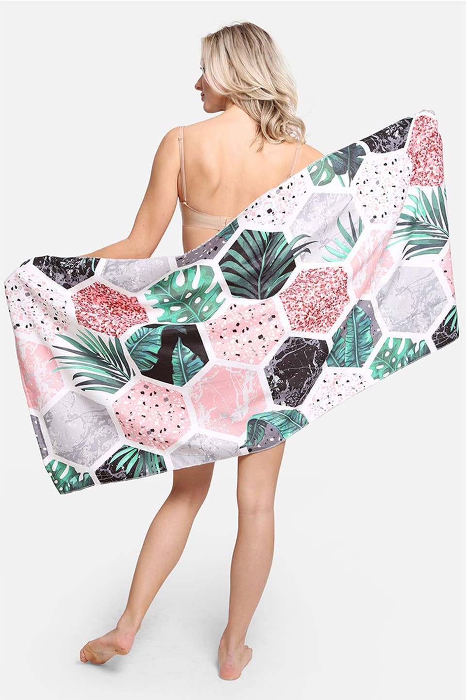 Leaves And Tile Print Beach Towel Bag 4