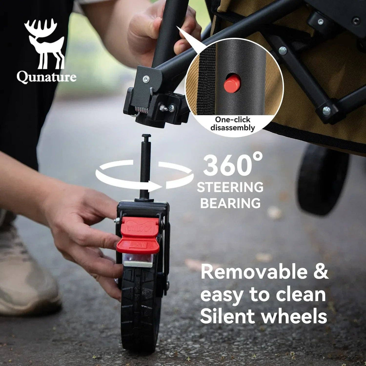Qunature 220lbs Foldable Utility Wagon Cart with 360¡ã Swivel Wheels 6