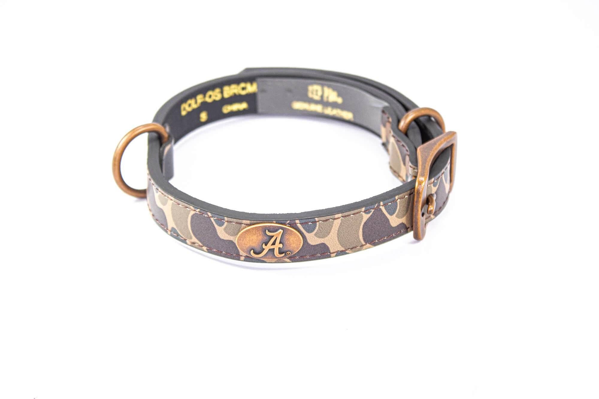 Alabama Crimson Tide Old School Camo Leather Dog Collar 3