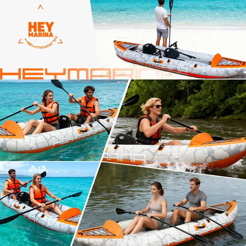 BM 12'6" Inflatable Tandem Fishing Kayak with Drop-Stitch Floor
