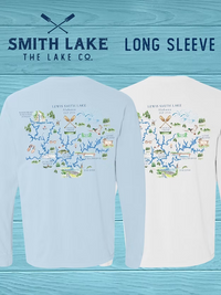 Smith Lake Watercolor Map Tee - Long Sleeve